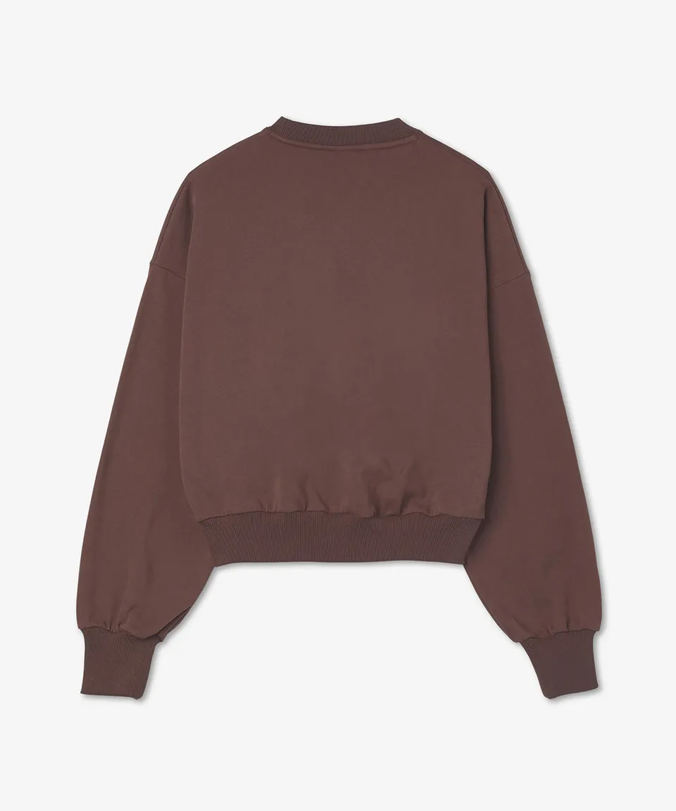 Ganni  |Crew Neck Street Style Long Sleeves Plain Cotton Logo