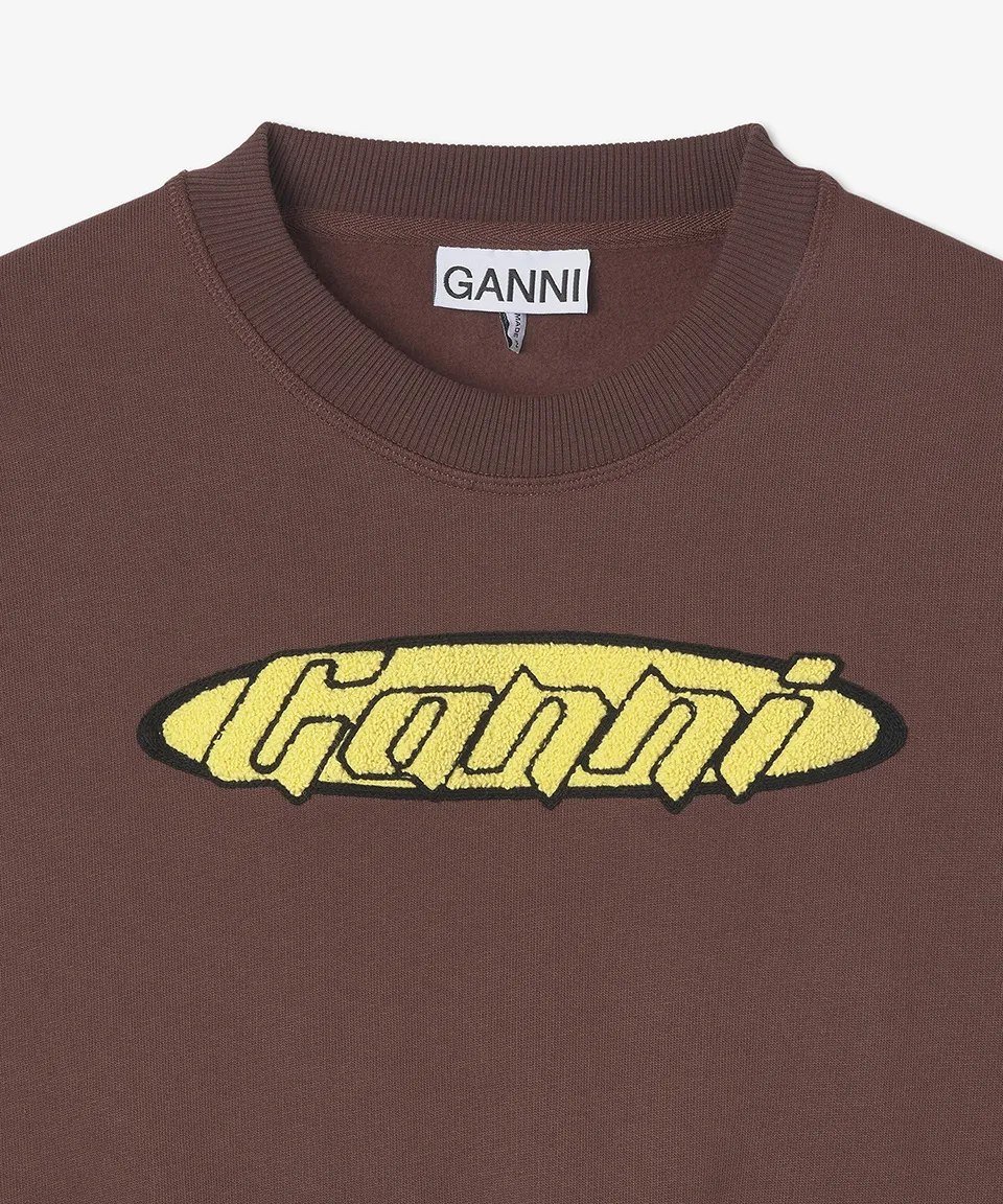 Ganni  |Crew Neck Street Style Long Sleeves Plain Cotton Logo