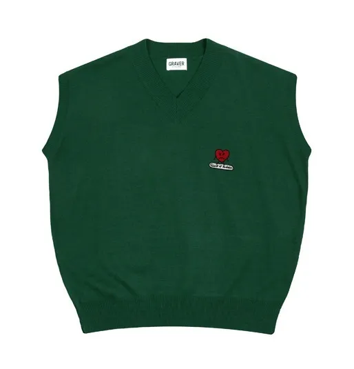 GRAVER  |[GRAVER]★HEART BOARD EMBROIDERY KNIT VEST