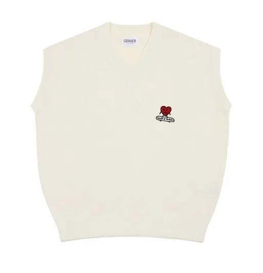 GRAVER  |[GRAVER]★HEART BOARD EMBROIDERY KNIT VEST