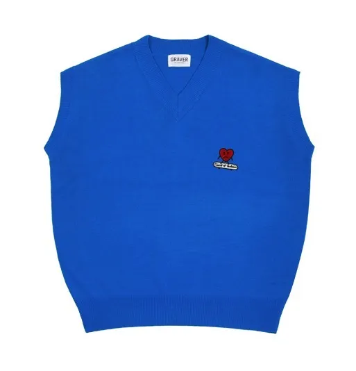 GRAVER  |[GRAVER]★HEART BOARD EMBROIDERY KNIT VEST