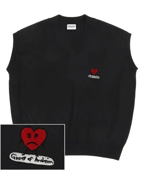 GRAVER  |[GRAVER]★HEART BOARD EMBROIDERY KNIT VEST