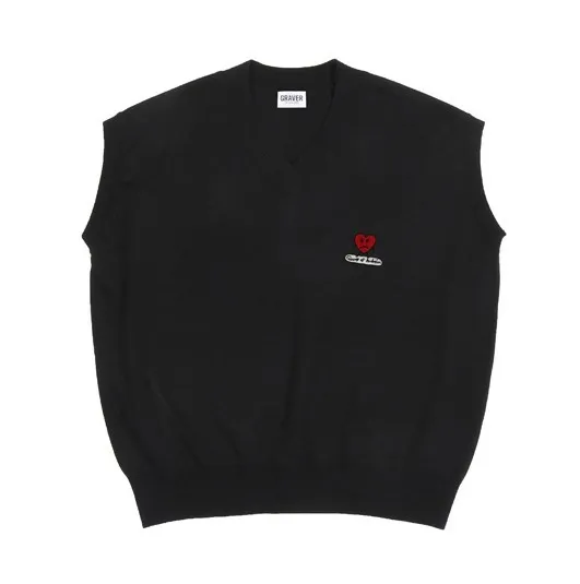 GRAVER  |[GRAVER]★HEART BOARD EMBROIDERY KNIT VEST