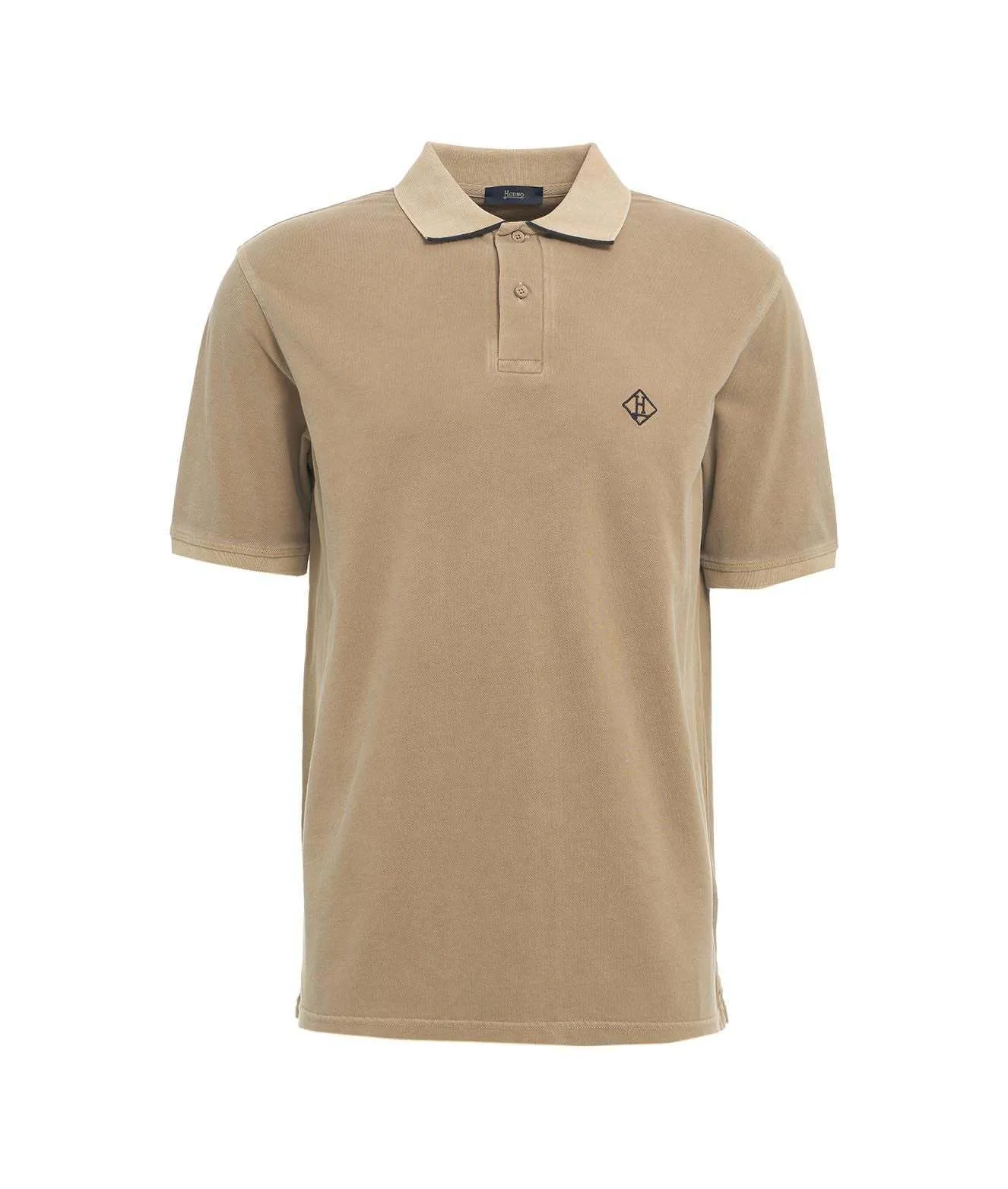 HERNO  |Button-down Cotton Short Sleeves Logo Front Button Polos