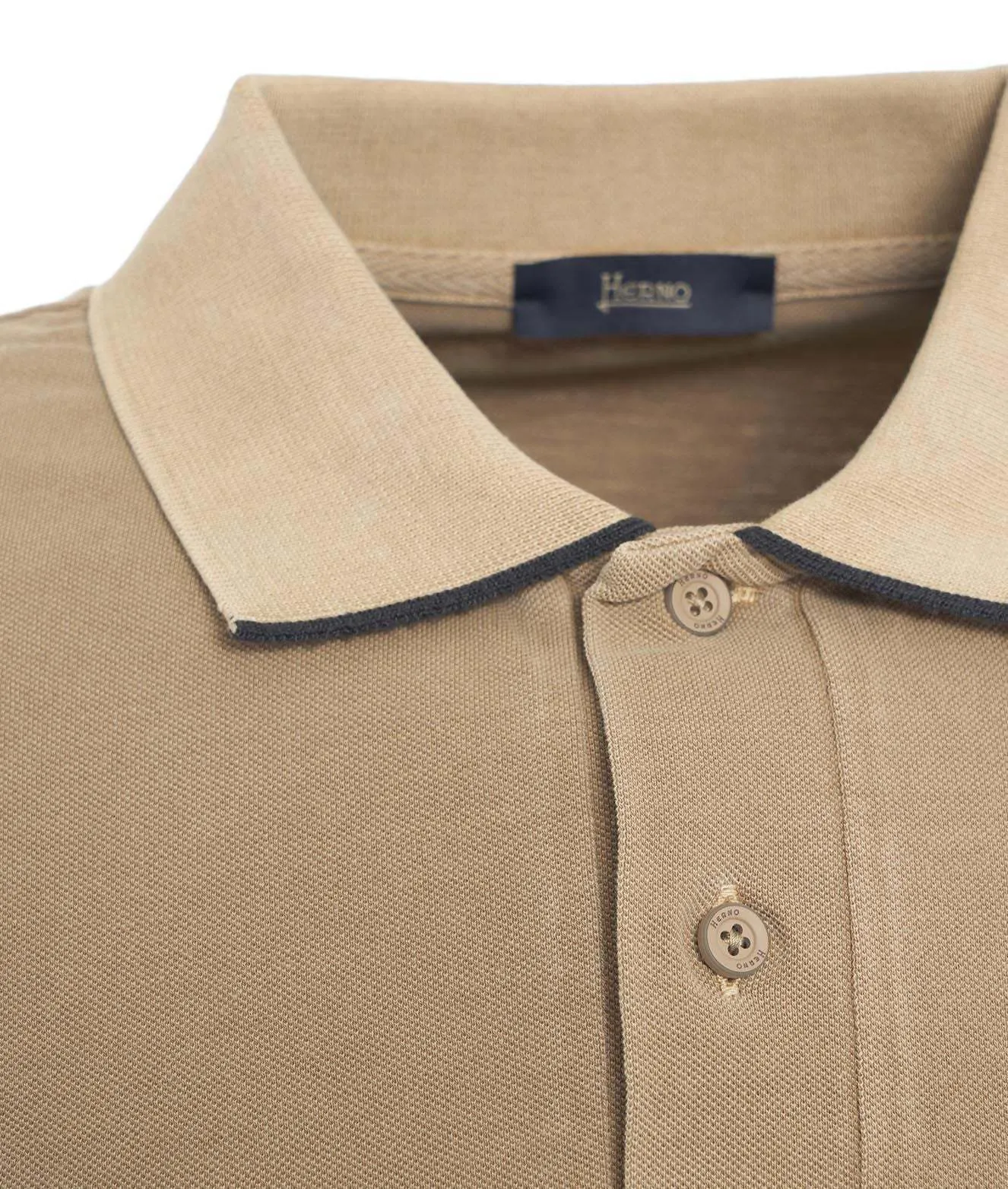 HERNO  |Button-down Cotton Short Sleeves Logo Front Button Polos