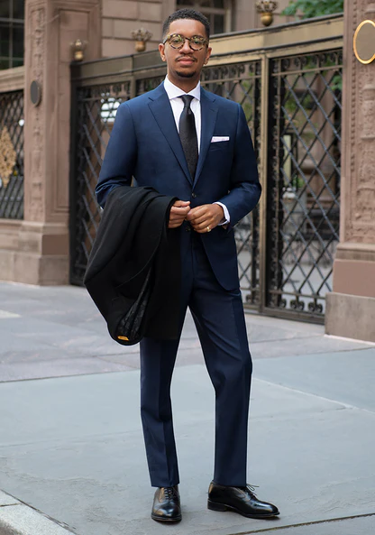 HICKEY FREEMAN Navy Infinity Suit: B Fit