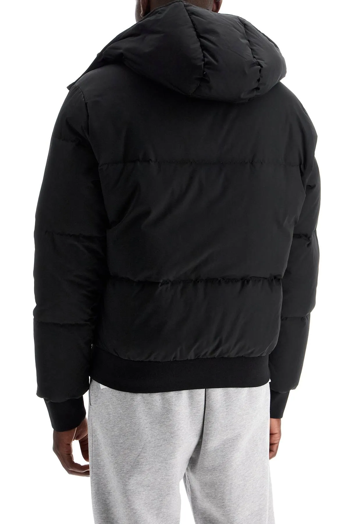 high-neck down jacket with hood