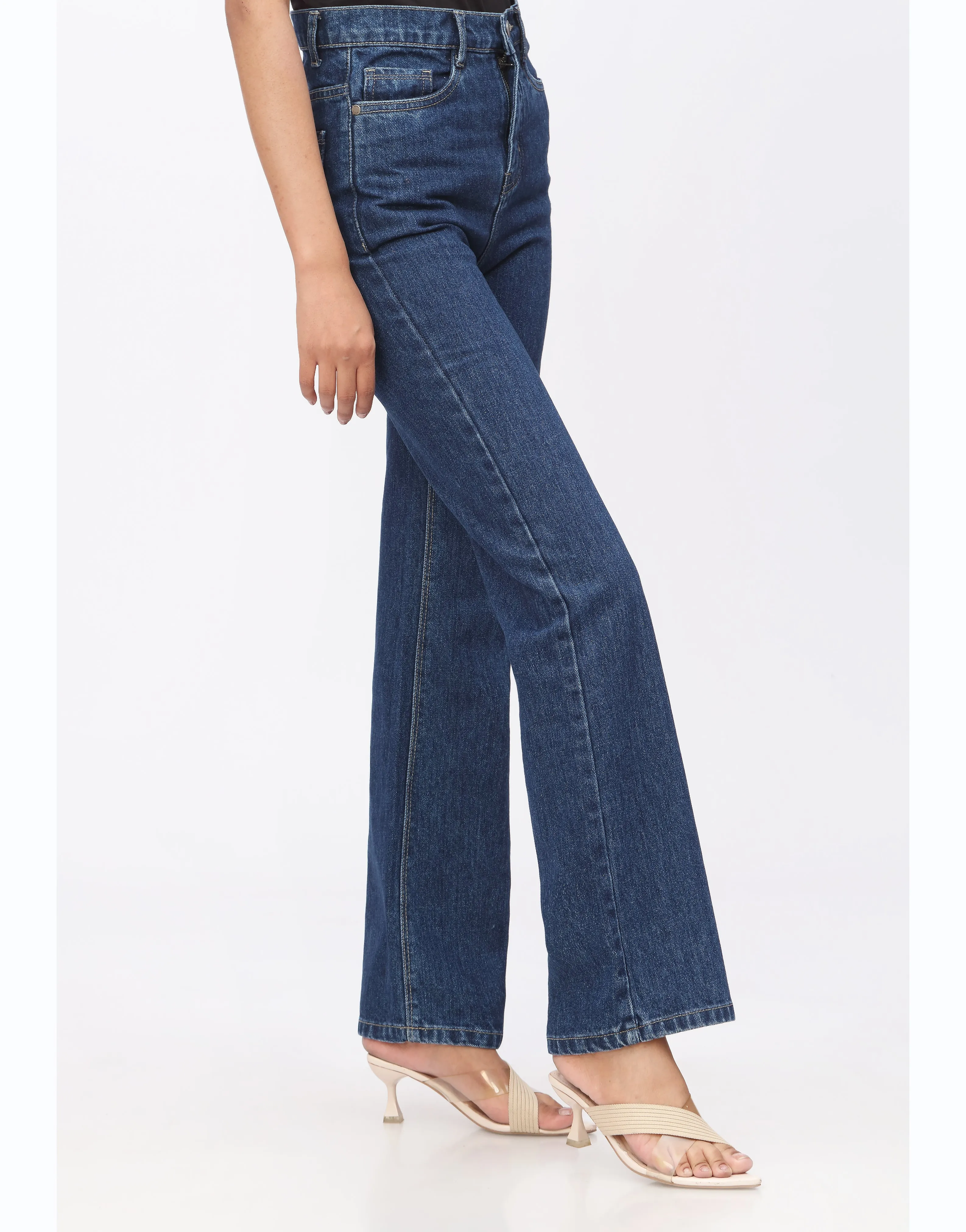 High Rise Straight Leg Jeans Dark Wash