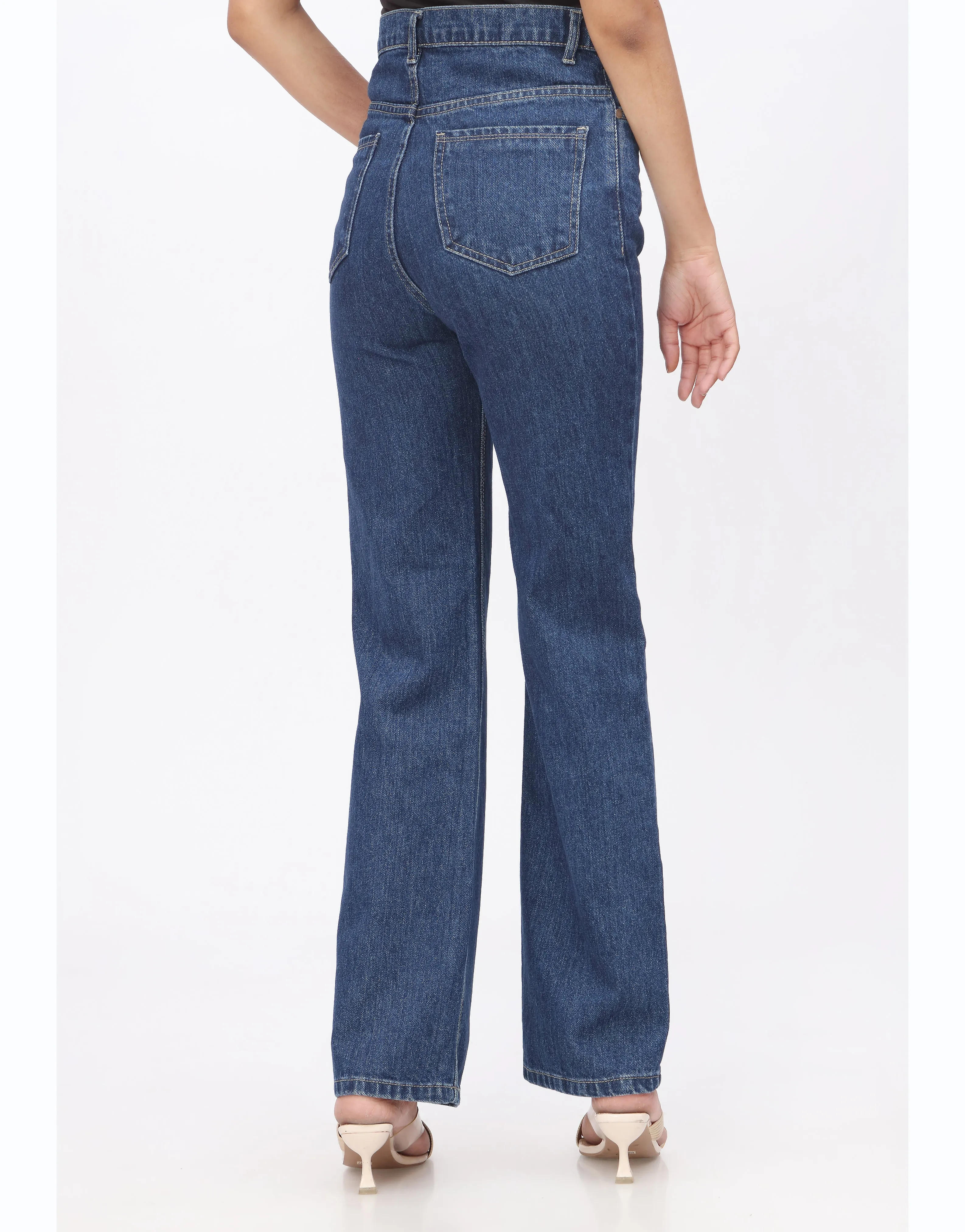 High Rise Straight Leg Jeans Dark Wash