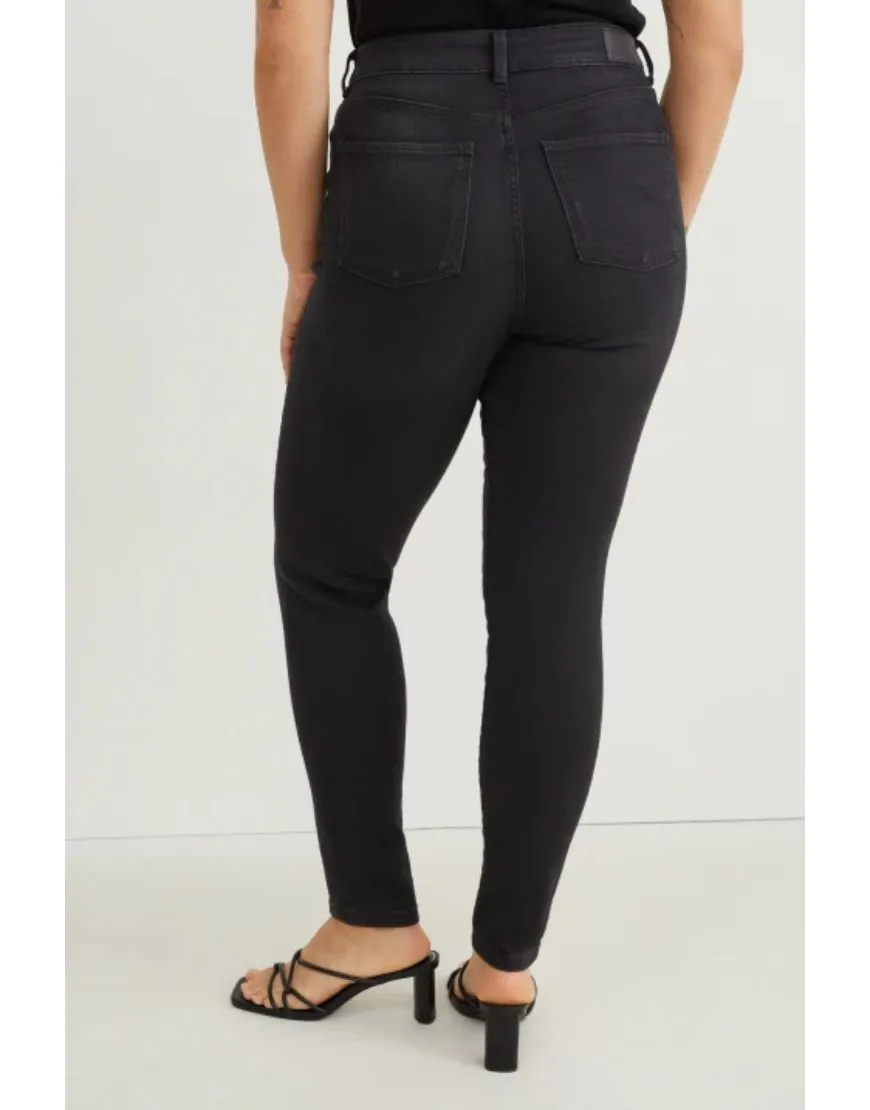 High Waist Curvy Skinny Jeans Black