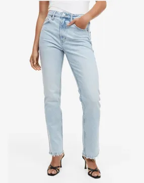 HM High Rise Straight Fit Jeans Light Blue