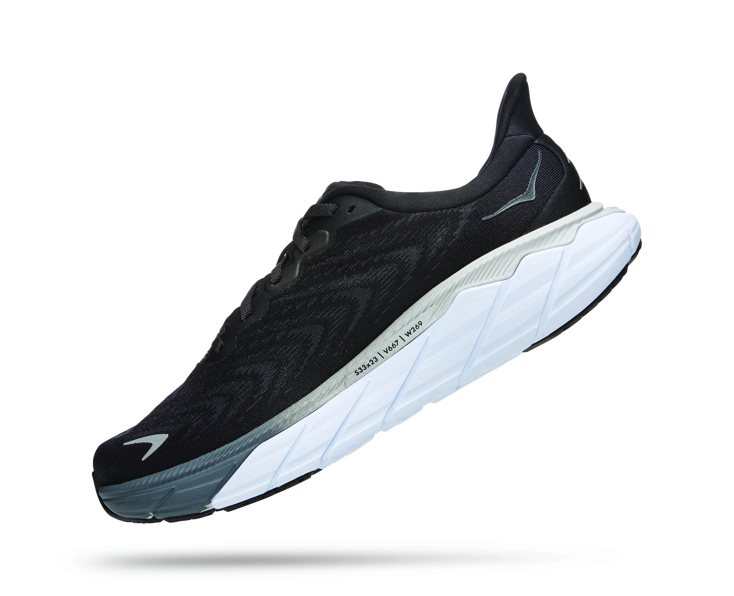 Hoka Womens Arahi 6 Lightweight Support Sneaker- Black White