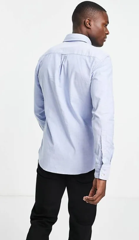 Hugo Boss  |Button-down Long Sleeves Plain Cotton Logo Shirts