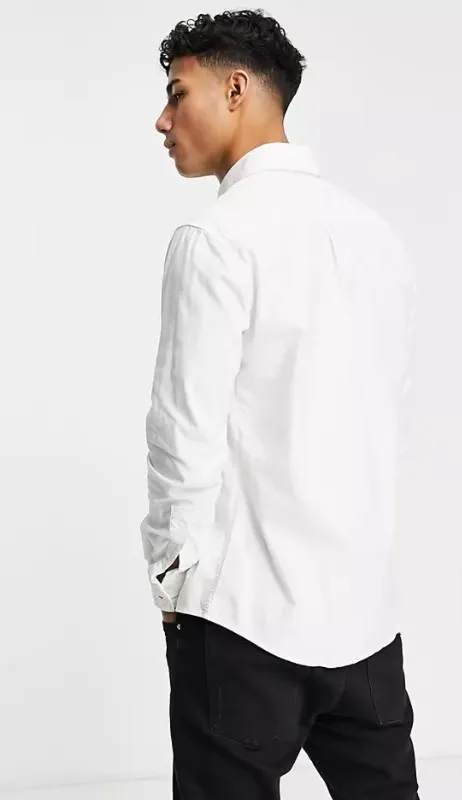 Hugo Boss  |Button-down Long Sleeves Plain Cotton Logo Shirts