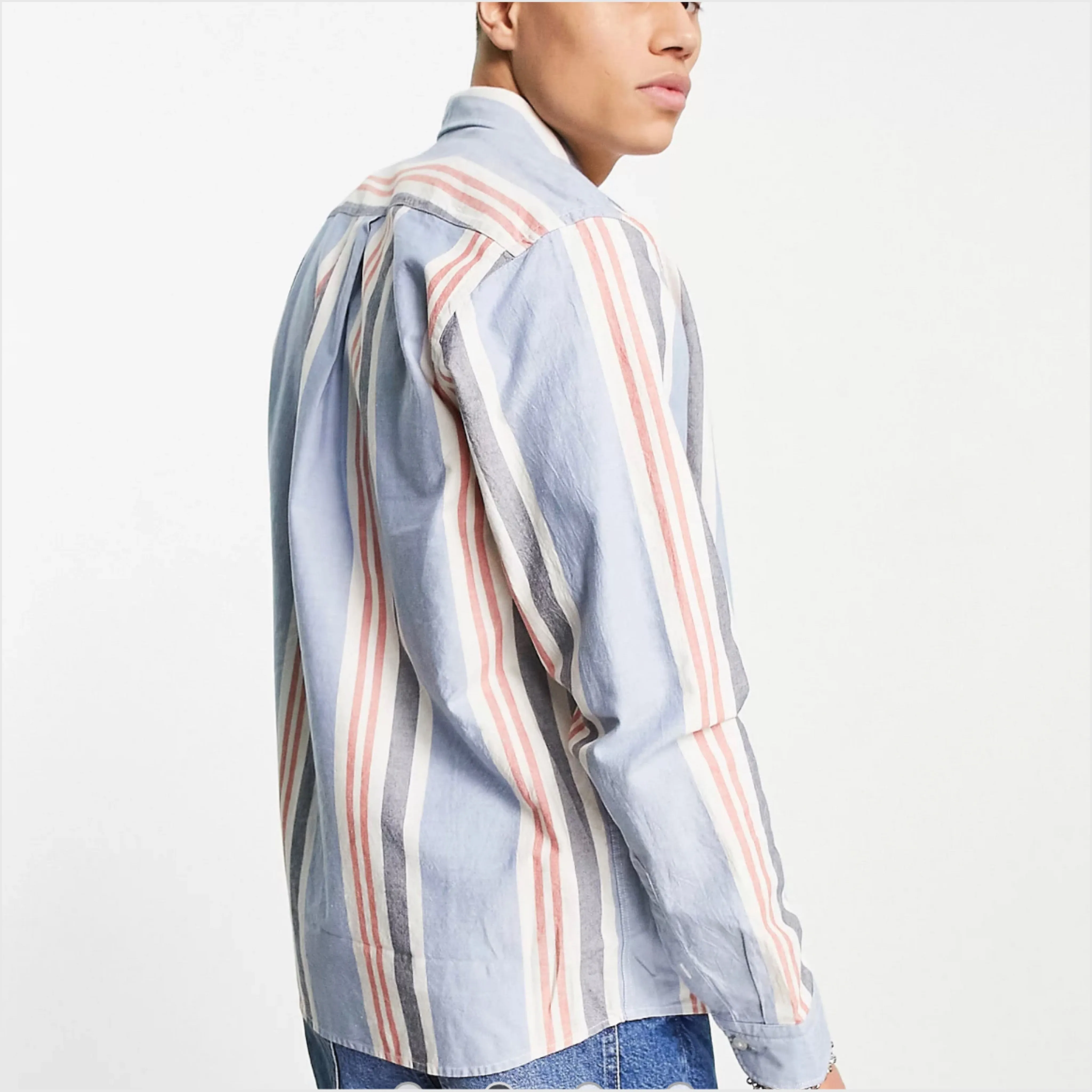 Hugo Boss  |Button-down Stripes Long Sleeves Cotton Logo Shirts