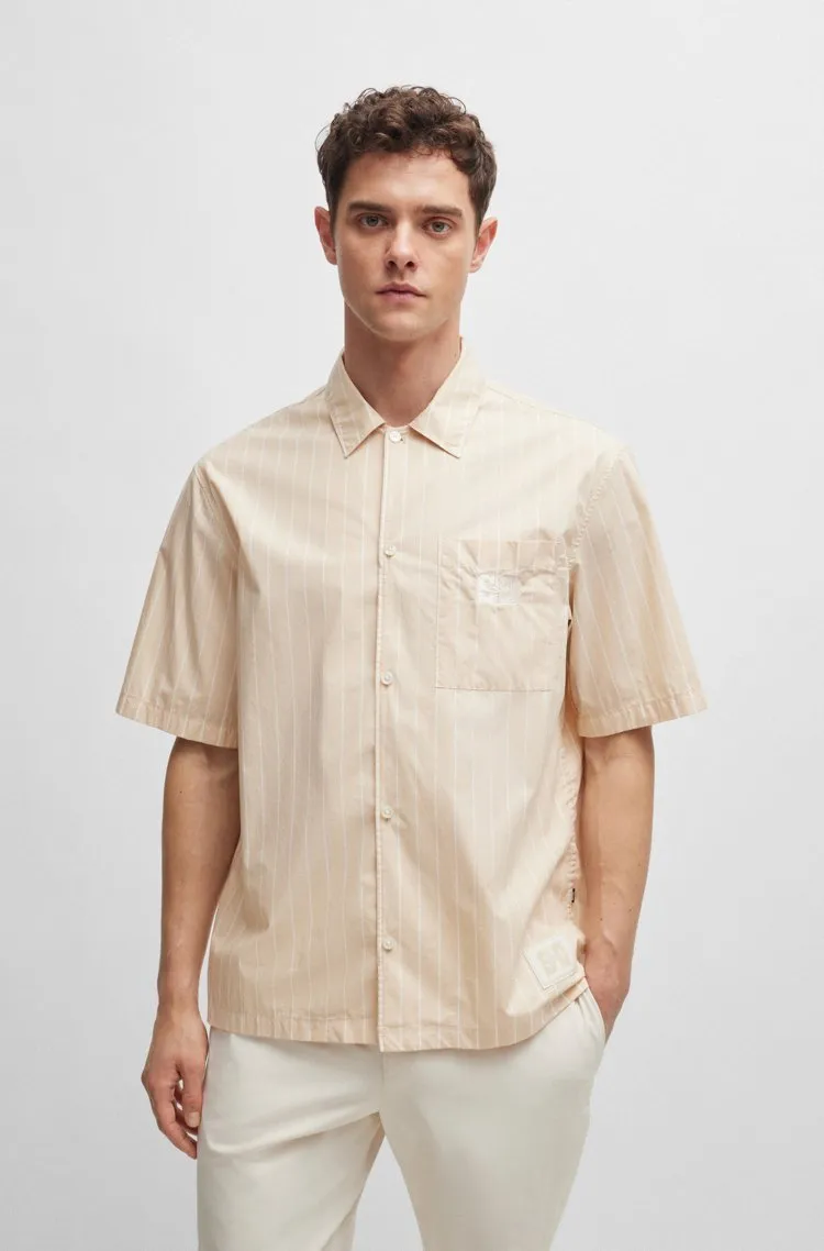 Hugo Boss  |Button-down Stripes Plain Cotton Short Sleeves Shirts