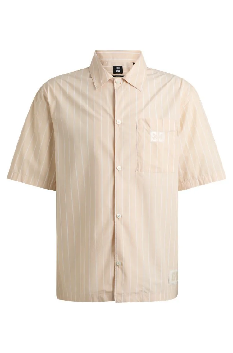 Hugo Boss  |Button-down Stripes Plain Cotton Short Sleeves Shirts