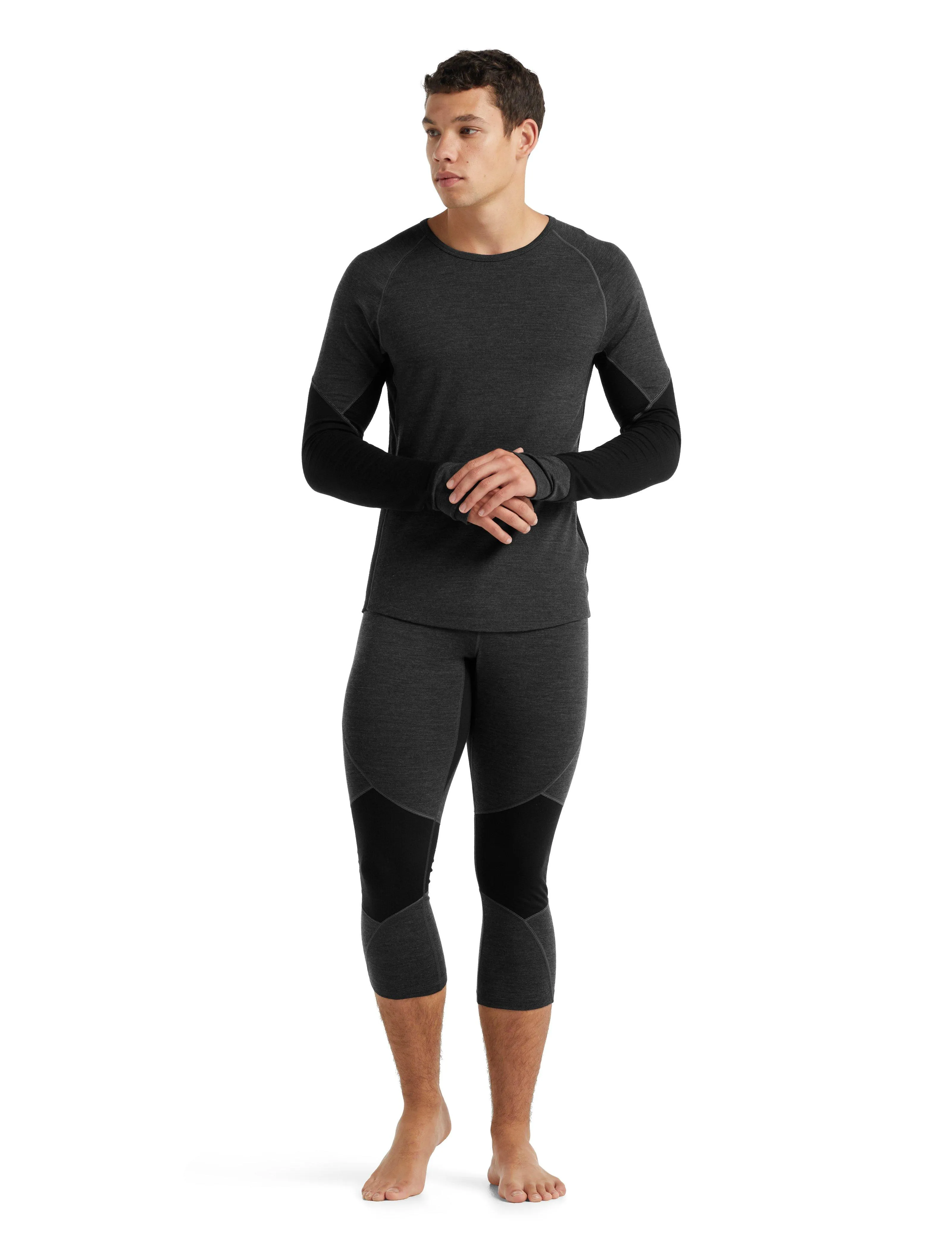 Icebreaker Men's BodyfitZone Merino 260 Zone 3/4 Thermal Leggings - 2020 - Jet Heather Black