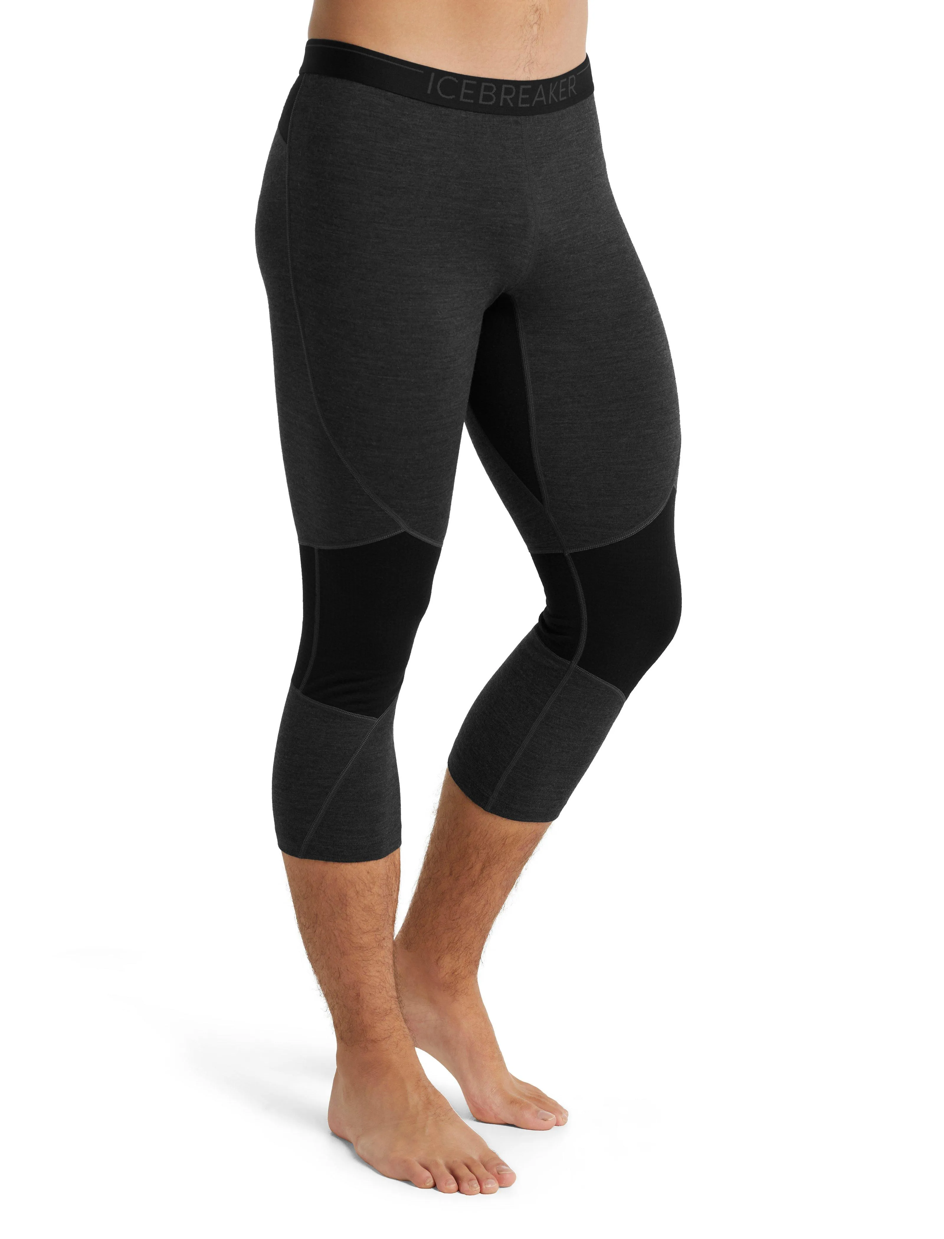 Icebreaker Men's BodyfitZone Merino 260 Zone 3/4 Thermal Leggings - 2020 - Jet Heather Black