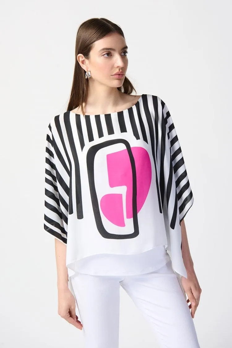 Joseph Ribkoff Abstract Print Georgette Poncho Top  T - 241091