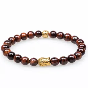 Kathmandu Red Tiger's Eye Gold Buddha Bracelet