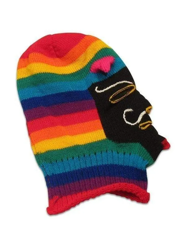 Knitted Mask - Waq'ollo - Rainbow Stripe