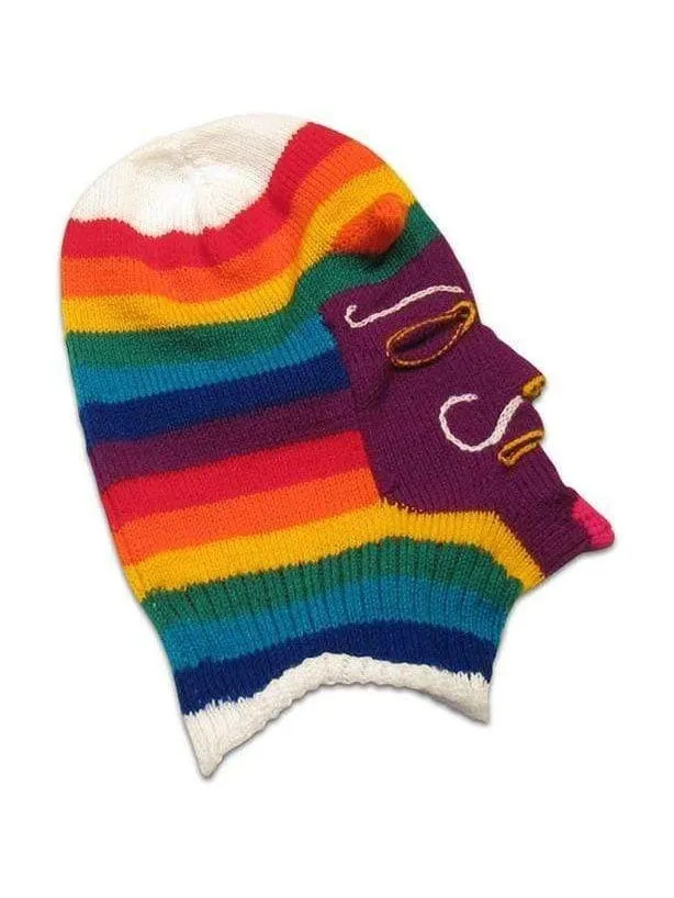 Knitted Mask - Waq'ollo - Rainbow Stripe