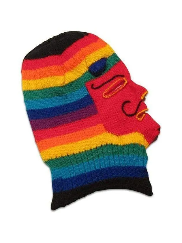 Knitted Mask - Waq'ollo - Rainbow Stripe