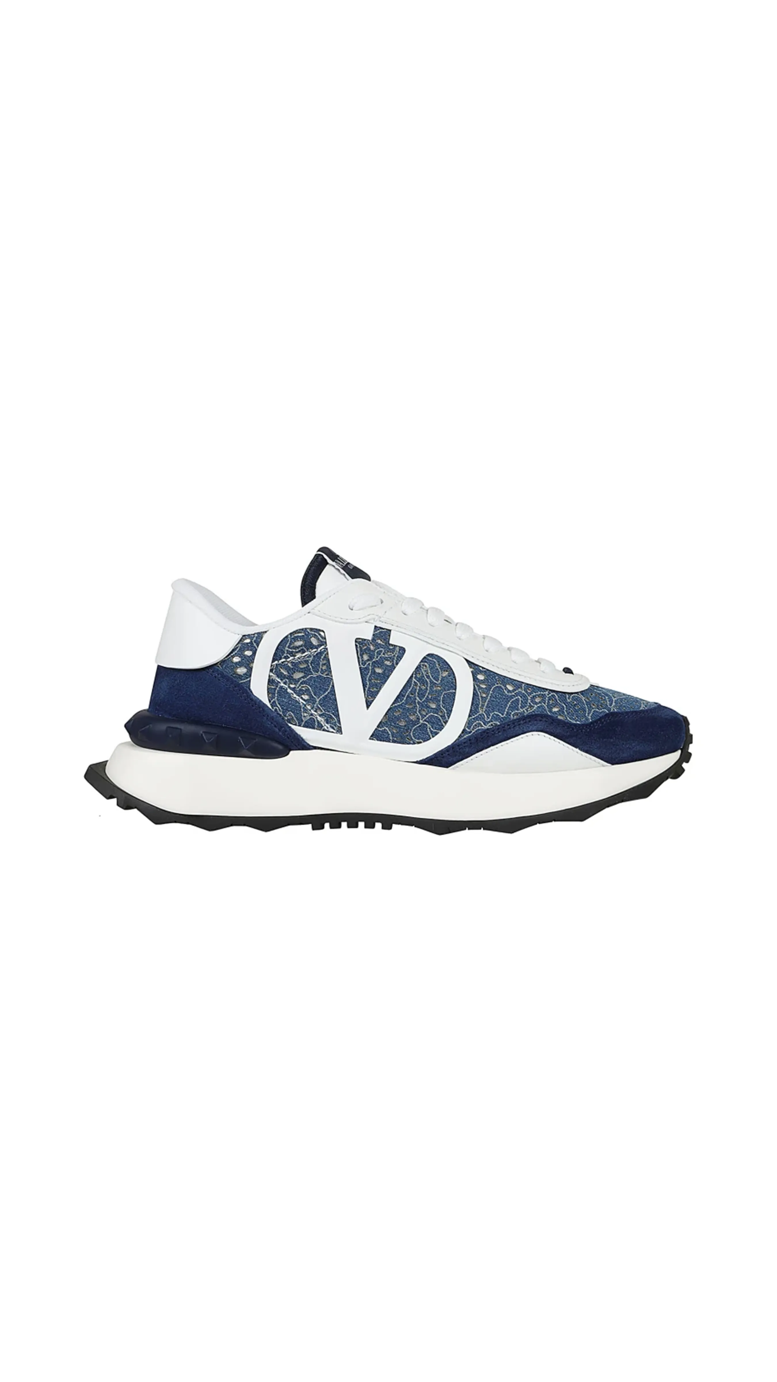 Lace and Suede Lacerunner Sneaker - Blue/White