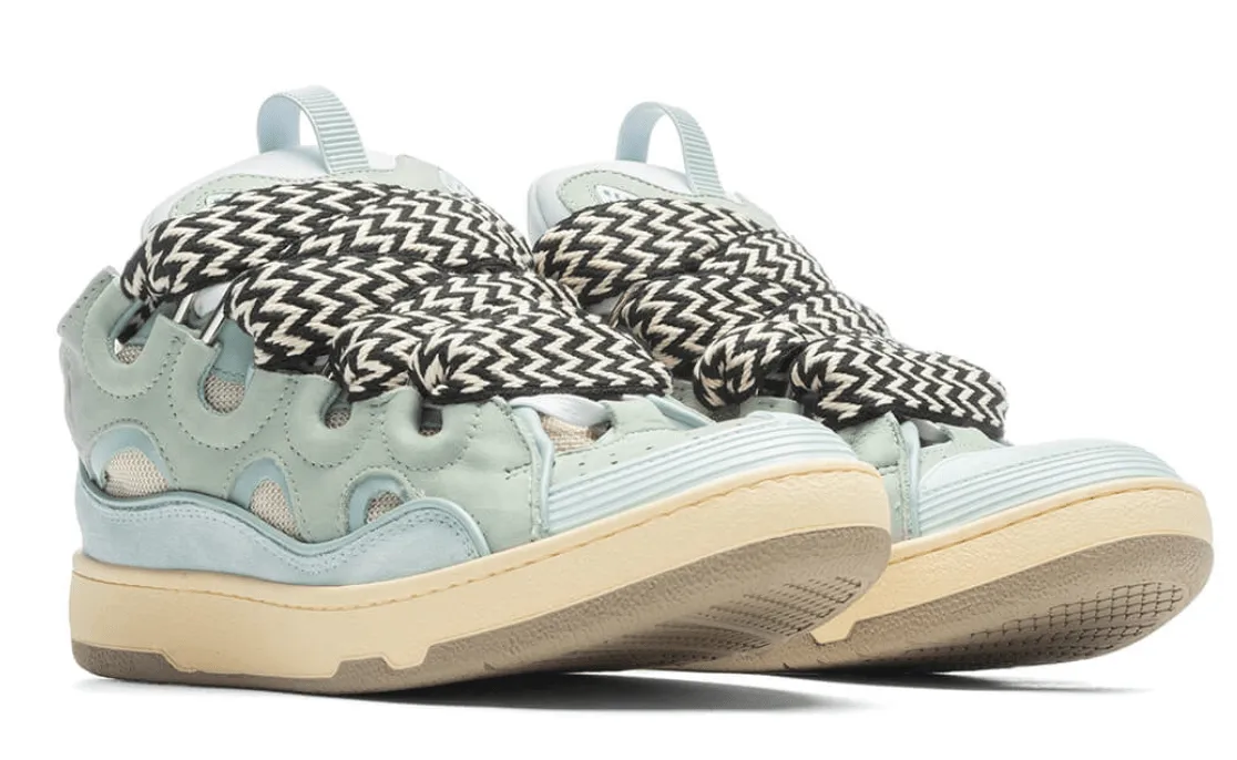 Lanvin Leather Curb Sneaker Pale Blue