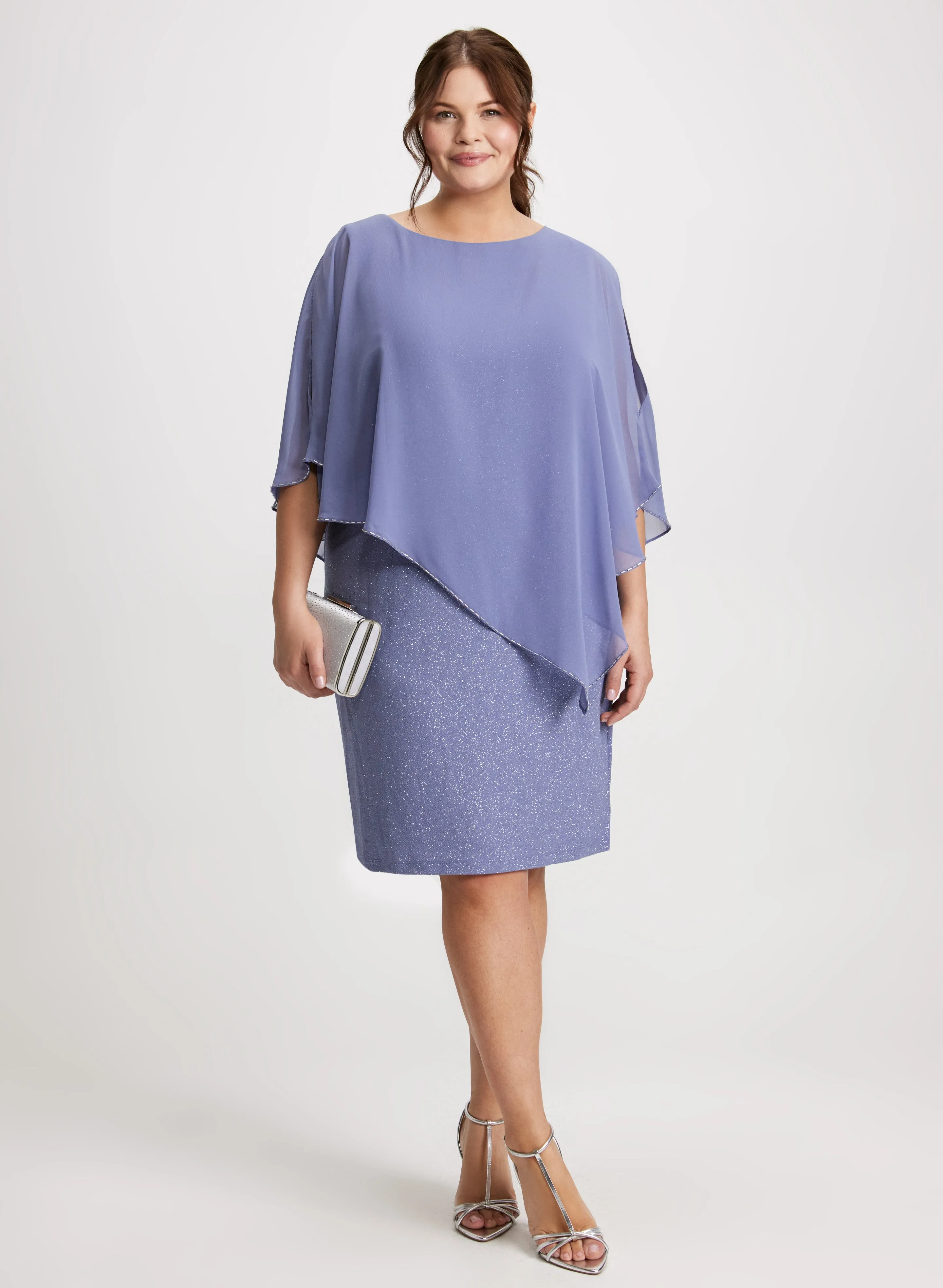 Laura Poncho-Effect Shimmering Dress