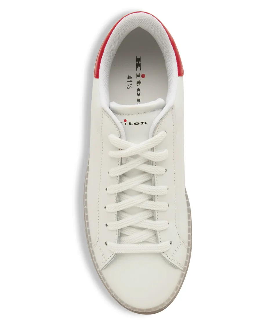 Leather Sneaker with Clear Sole in Red