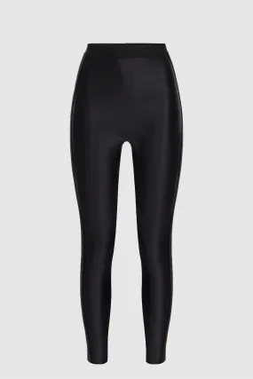 Leggings in lycra lucida con elastico logato