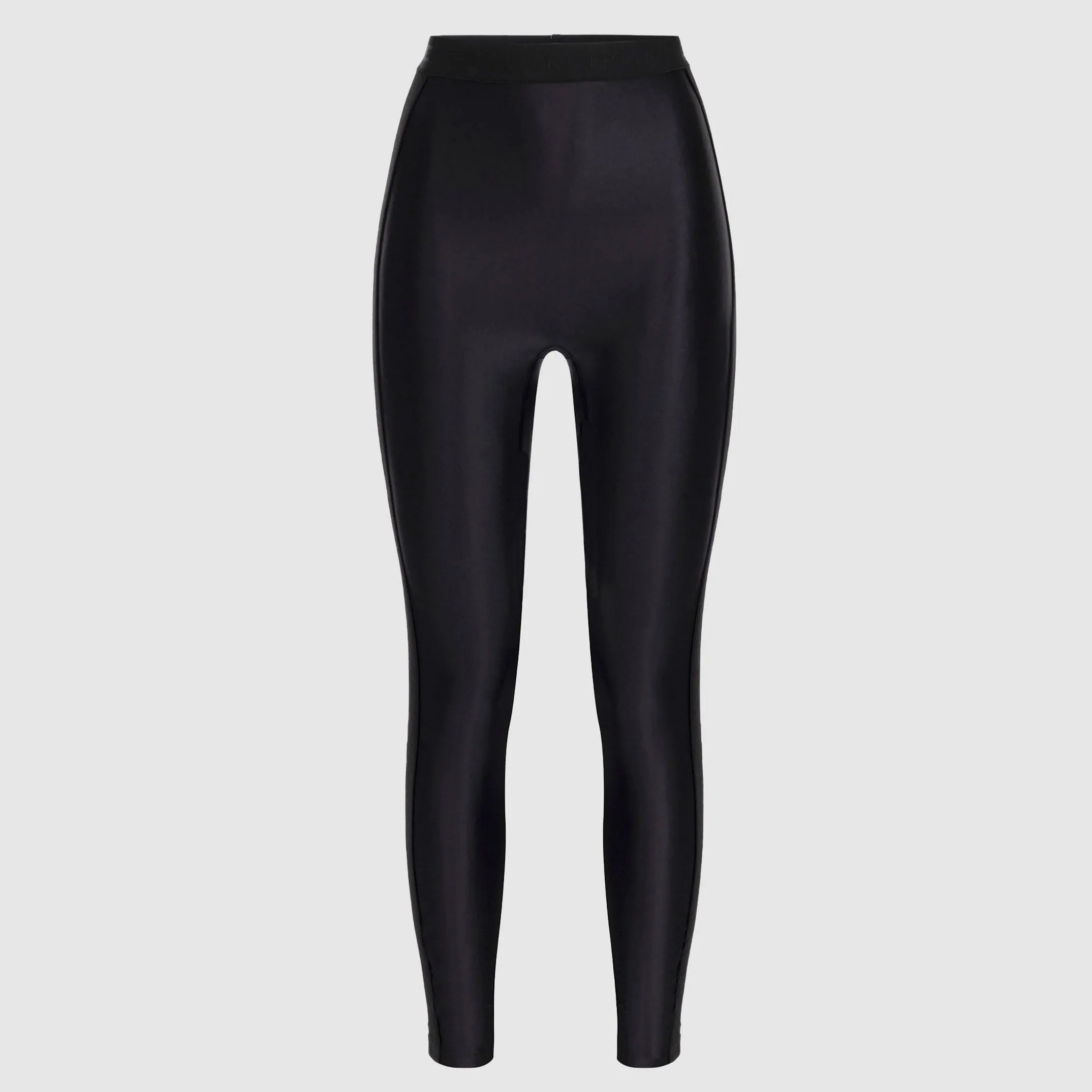 Leggings in lycra lucida con elastico logato