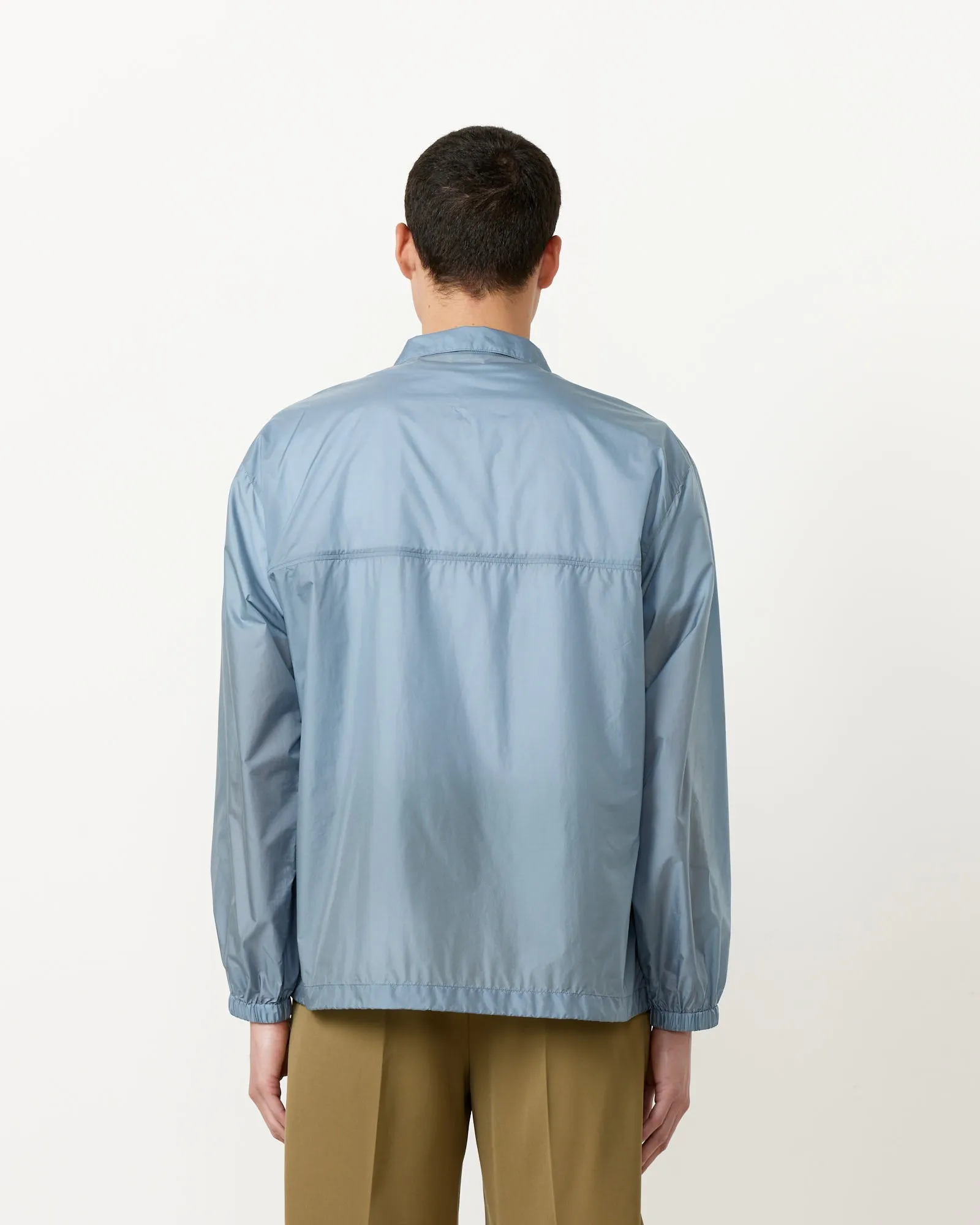 Light Nylon Half Zip Pullover in Blue Grey