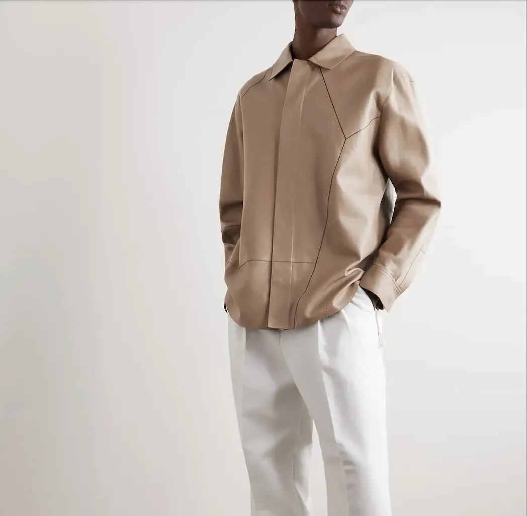 LOEWE  |Button-down Long Sleeves Plain Leather Luxury