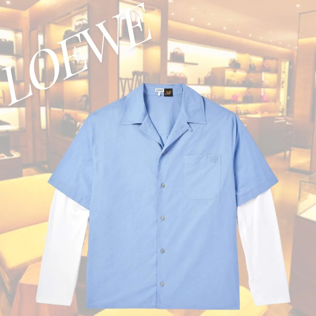 LOEWE  |Button-down Street Style Cotton Logo Luxury Shirts