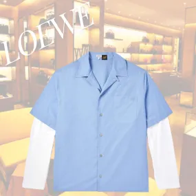 LOEWE  |Button-down Street Style Cotton Logo Luxury Shirts