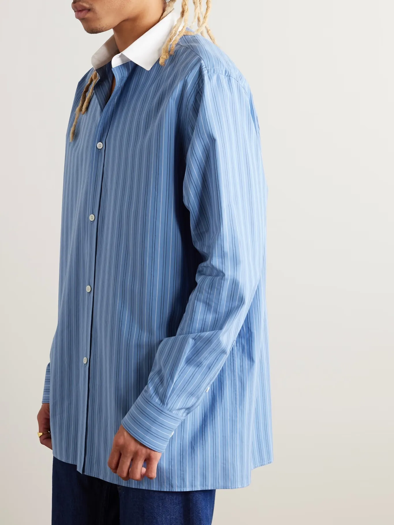 LOEWE  |Button-down Stripes Unisex Long Sleeves Cotton Logo Luxury