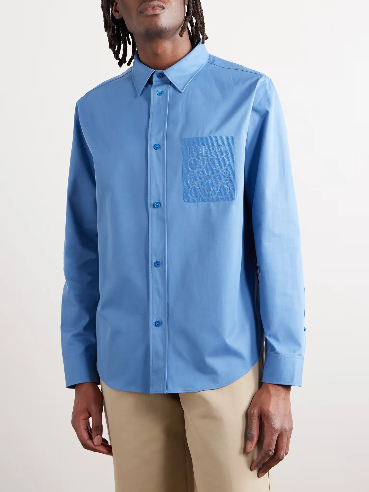 LOEWE  |Button-down Unisex Long Sleeves Plain Cotton Logo Luxury