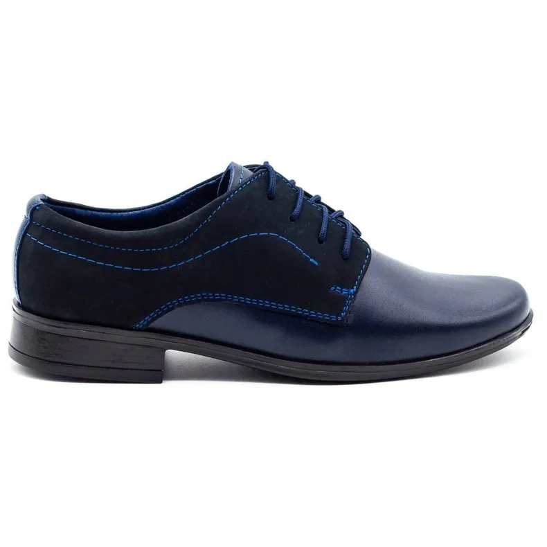 Lukas Children's formal communion shoes J1 navy blue with nubuck