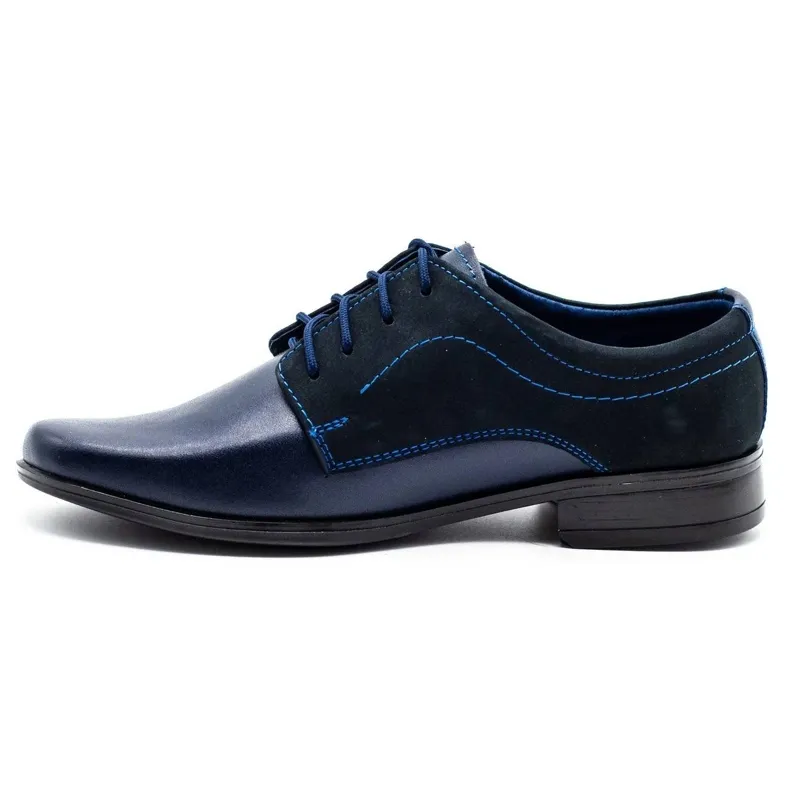 Lukas Children's formal communion shoes J1 navy blue with nubuck