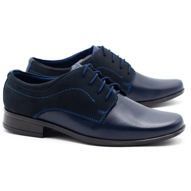 Lukas Children's formal communion shoes J1 navy blue with nubuck