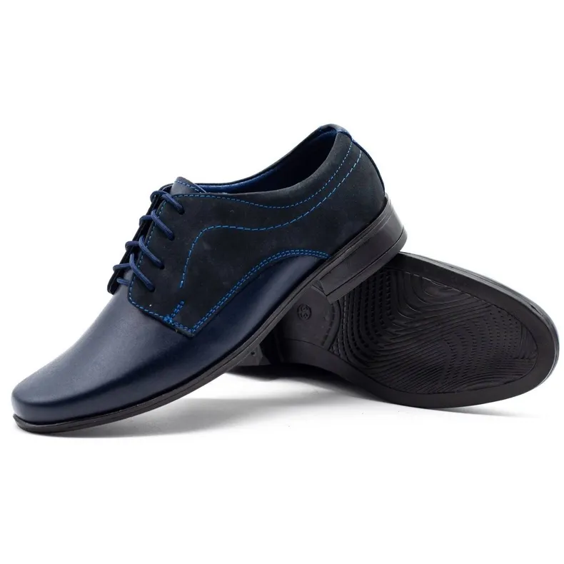 Lukas Children's formal communion shoes J1 navy blue with nubuck