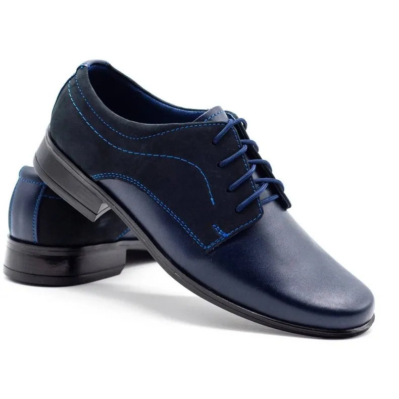 Lukas Children's formal communion shoes J1 navy blue with nubuck