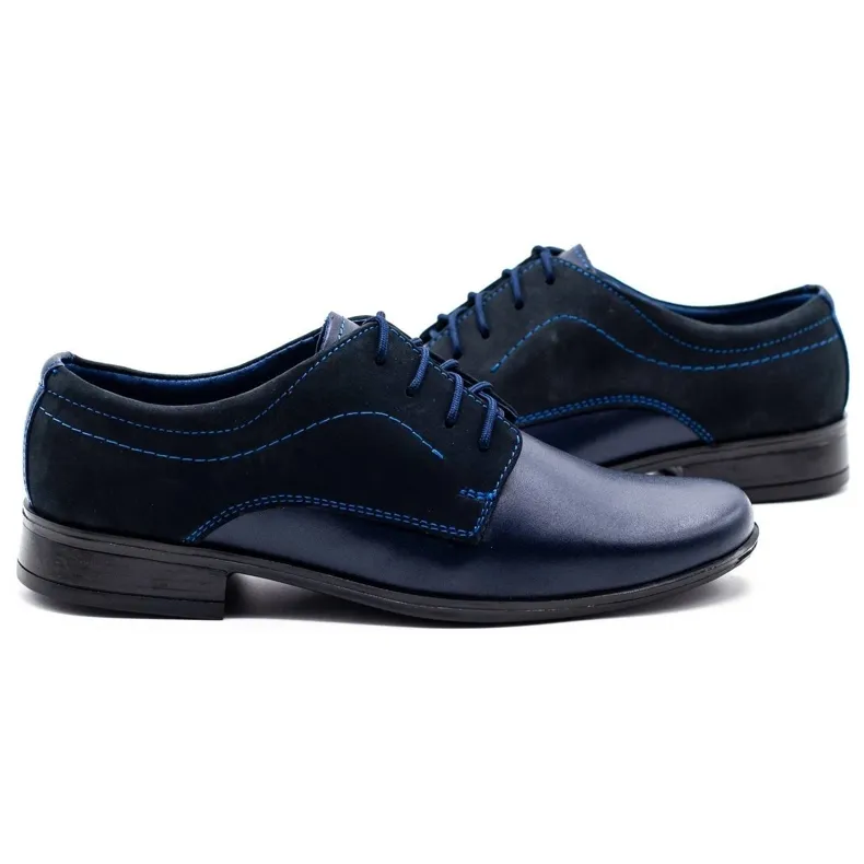 Lukas Children's formal communion shoes J1 navy blue with nubuck