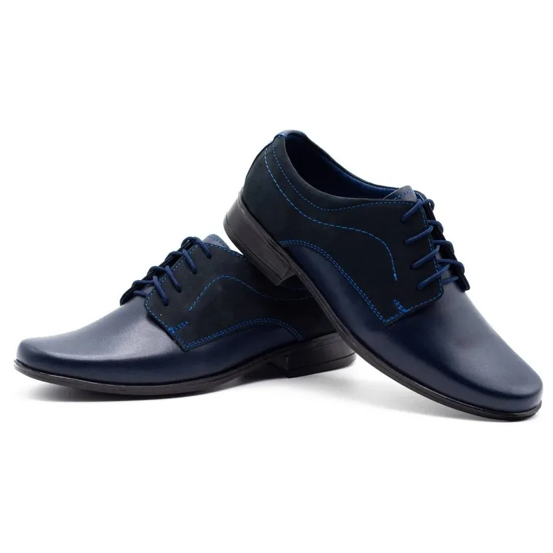 Lukas Children's formal communion shoes J1 navy blue with nubuck