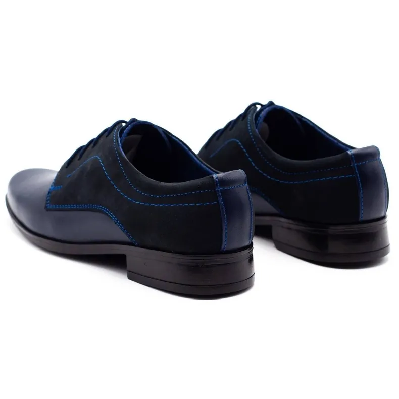 Lukas Children's formal communion shoes J1 navy blue with nubuck