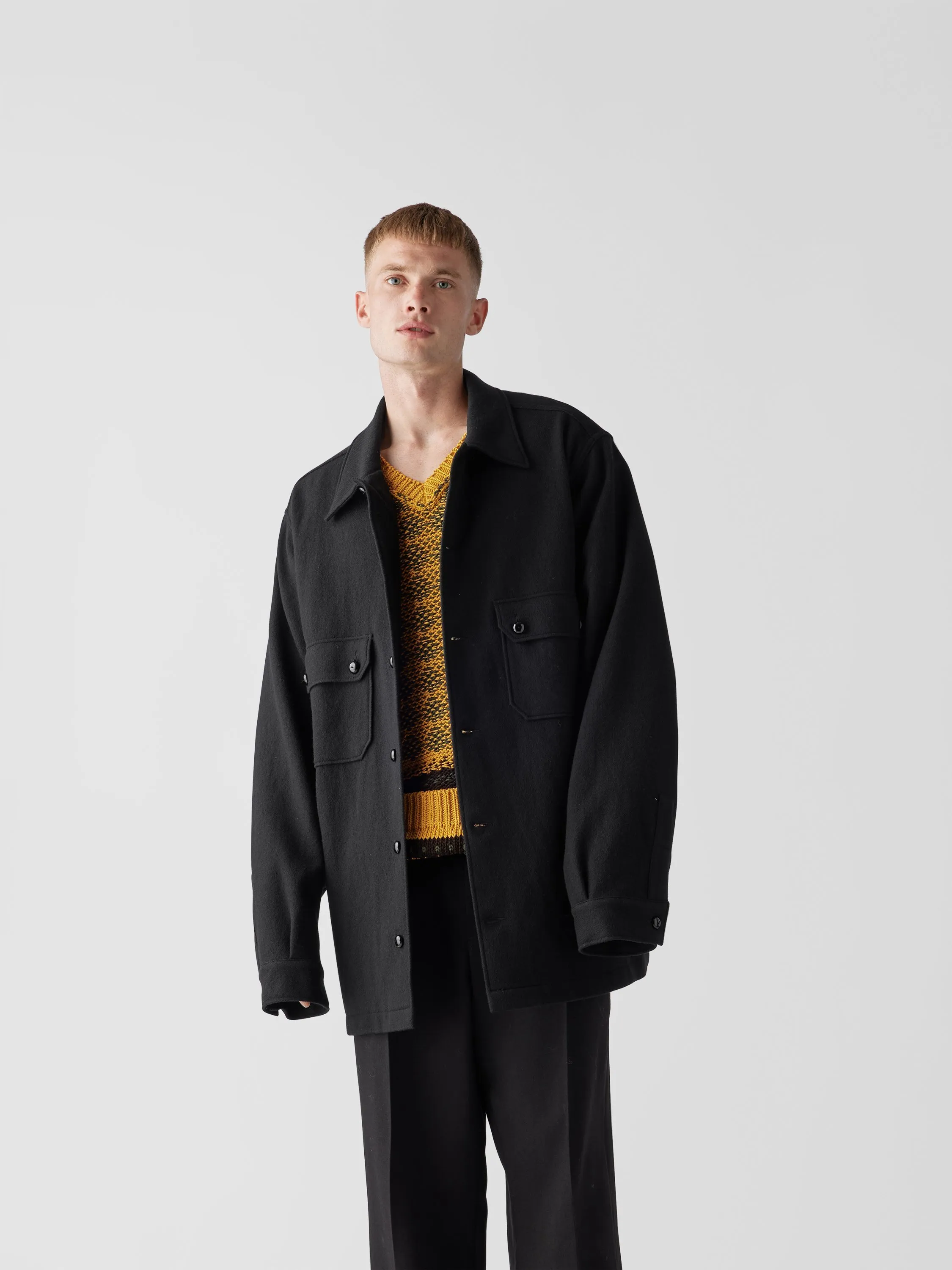 Maison Margiela  |Button-down Wool Long Sleeves Plain Designers Shirts