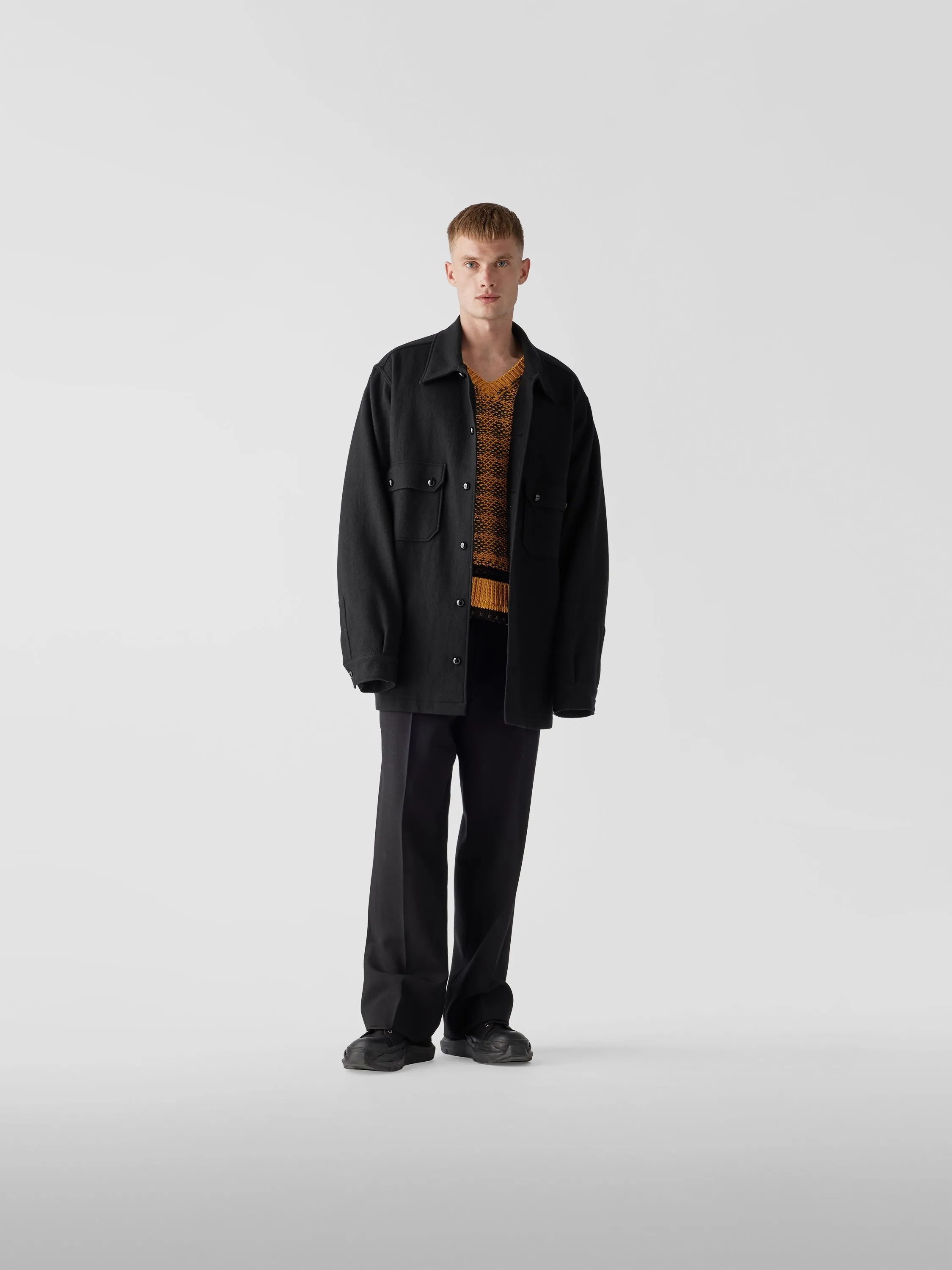 Maison Margiela  |Button-down Wool Long Sleeves Plain Designers Shirts